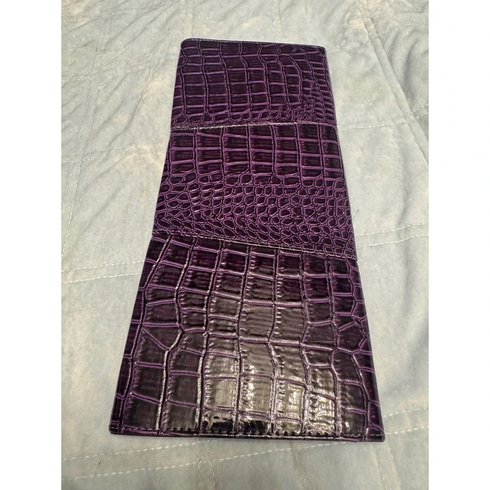 Purple Crocodile Embossed‎ Clutch Evening Bag Party Purse Magnetic Closure